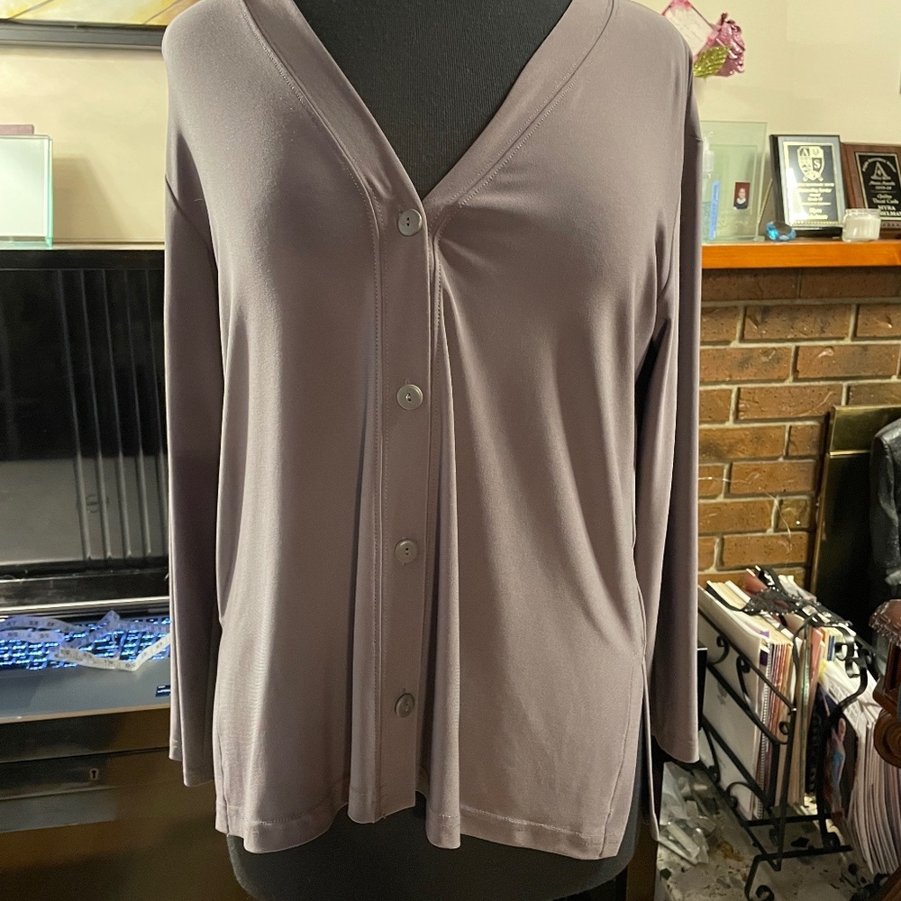 Sympli, 25118 Icon Cardigan Gray Size 8